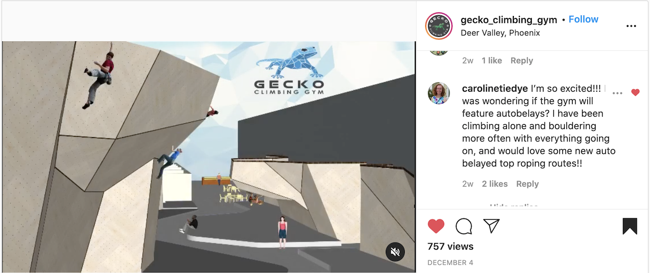 Gecko Climbing Gym Instagram Post