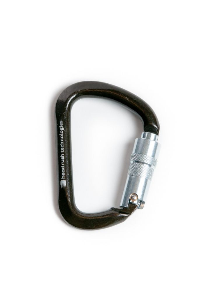 triple locking steel carabiner for zip line trolley and harness attachment