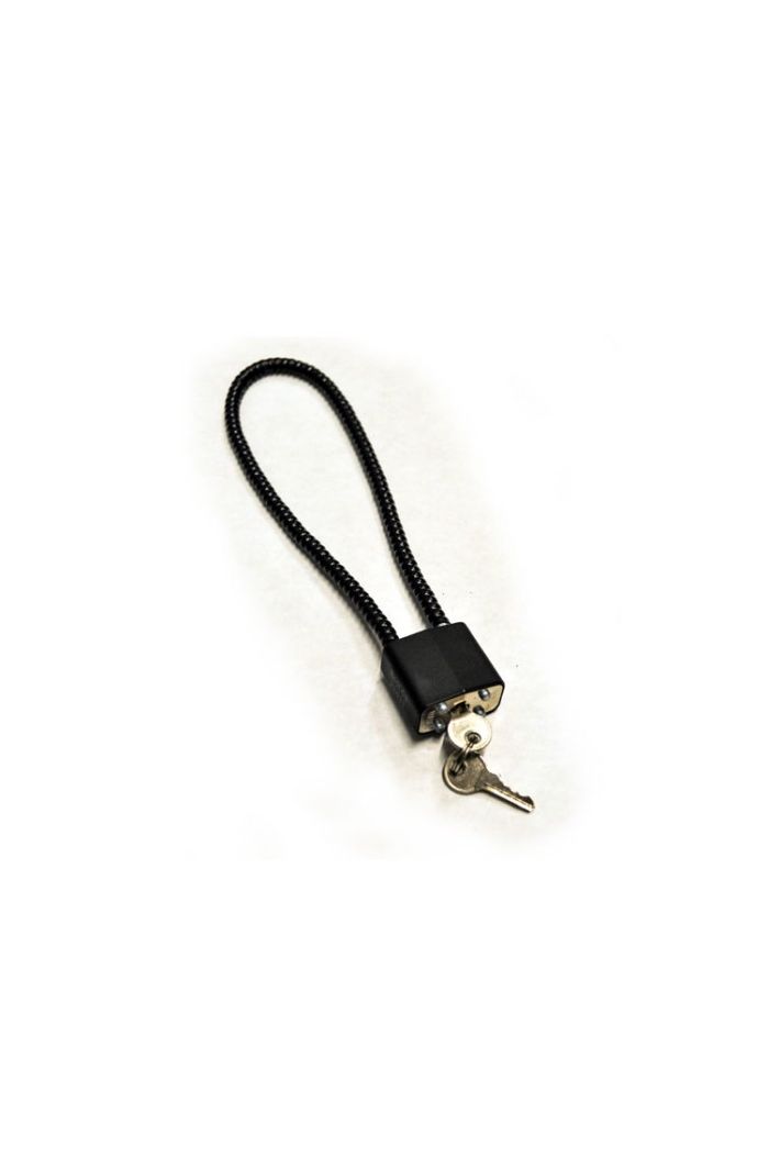 black outdoor cable lock with key