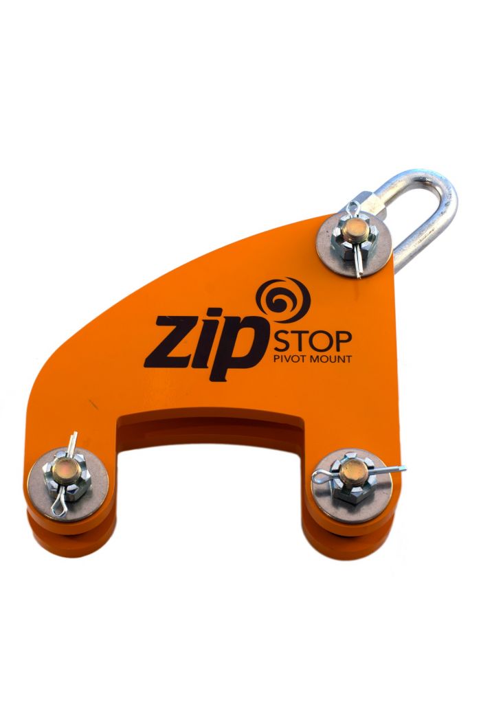 zipSTOP pivot mount used to simplify zip line installations for the zipSTOP Zip Line Brake