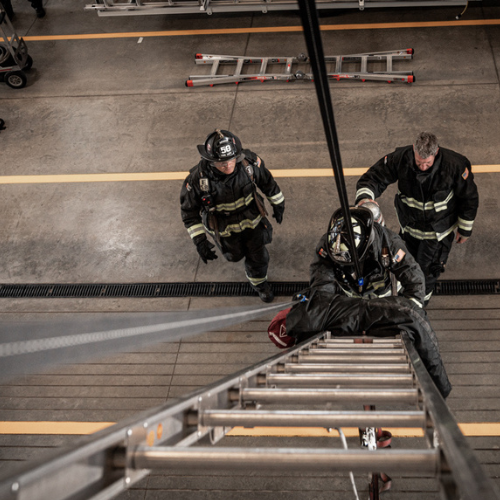 Firefighter victim removal training with SafeLine