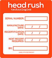Head Rush Certification Label